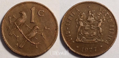 ЮАР 1 цент 1977 года, KM# 82, 81-028a