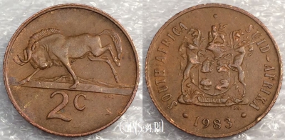 ЮАР 2 цента 1983 года, KM# 83, 77-047a