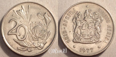 ЮАР 20 центов 1977, см. состояние, 84-014b