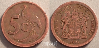 ЮАР 5 центов 1991, см. состояние, 84-013b