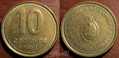 Аргентина 10 сентаво 1993 года, KM# 107, 056-155