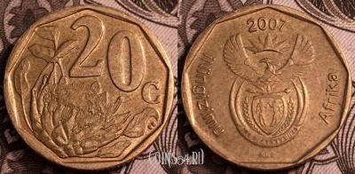 ЮАР 20 центов 2007, см. состояние, 65-006b
