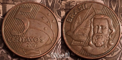 Бразилия 5 сентаво 2007 года, KM# 648, 65-054b