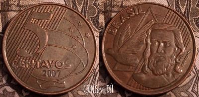 Бразилия 5 сентаво 2007 год, KM# 648, 65-049b