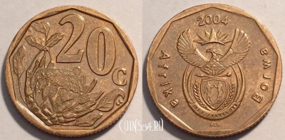 ЮАР 20 центов 2004 года, KM# 328, 85-018b
