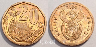 ЮАР 20 центов 2004 года, KM# 328, 85-025a