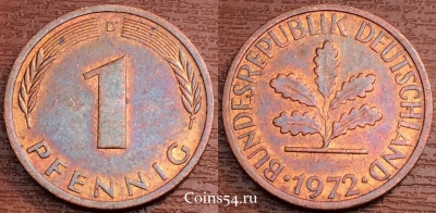 Германия ФРГ 1 пфенниг 1972 года, KM# 105, 78-068a