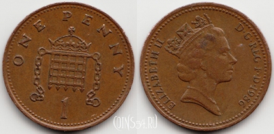 Великобритания 1 пенни 1986 года, KM# 935, 54-199