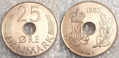 Дания 25 эре 1983 года, KM# 861, a079-043