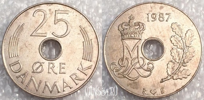 Дания 25 эре 1987 года, KM# 861, a079-041