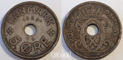 Дания 5 эре 1928 года, KM# 828, 82-019a