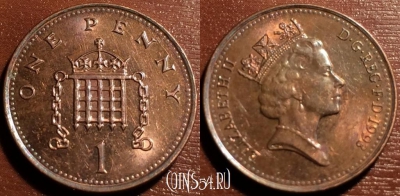 Великобритания 1 пенни 1993 года, KM# 935a, 56-076