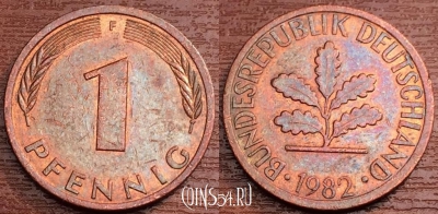 Германия ФРГ 1 пфенниг 1982 года, KM# 105, 78-064a