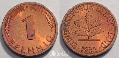 Германия ФРГ 1 пфенниг 1983 года, KM# 105, 85-052a