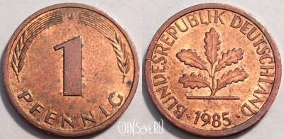 Германия ФРГ 1 пфенниг 1985 года, KM# 105, 85-033b