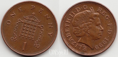 Великобритания 1 пенни 1999 года, KM# 986, 055-022
