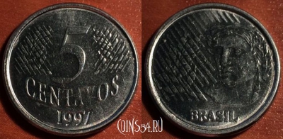 Бразилия 5 сентаво 1997 года, KM# 632, 51-155