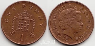 Великобритания 1 пенни 1999 года, KM# 986, 055-027
