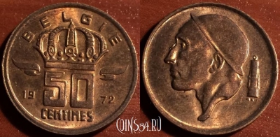 Бельгия 50 сантимов 1972 года, KM# 149, 060-008a