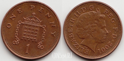 Великобритания 1 пенни 2001 года, KM# 986, 54-164