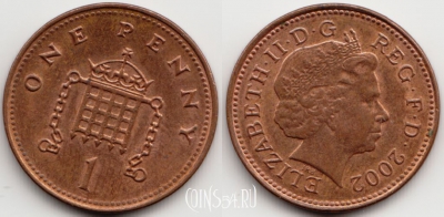 Великобритания 1 пенни 2002 года, KM# 986, 054-165
