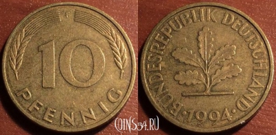 Германия ФРГ 10 пфеннигов 1994 года, KM# 108, 48-048