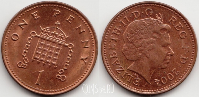 Великобритания 1 пенни 2004 года, KM# 986, 54-170