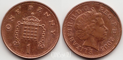 Великобритания 1 пенни 2005 года, KM# 986, 54-172