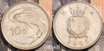 Мальта 10 центов 2005 года, KM# 96, 093-028