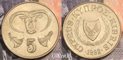 Кипр 5 центов 1992 года, KM# 55.3, 093-039