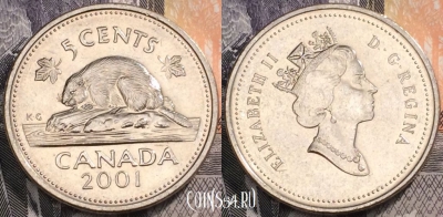 Канада 5 центов 2001 года, KM# 182, 093-045