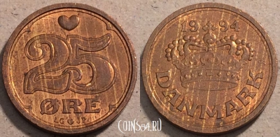 Дания 25 эре 1994 года, KM# 868, 093-071