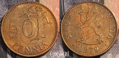 Финляндия 50 пенни 1979 года, KM# 48, 093-098