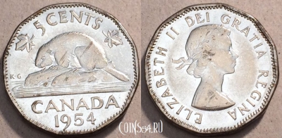 Канада 5 центов 1954 года, KM# 50, 093-116
