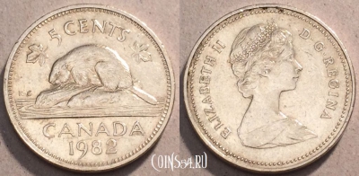 Канада 5 центов 1982 год, KM# 60.2a, 093-123