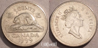 Канада 5 центов 1999 года, KM# 182, 093-144