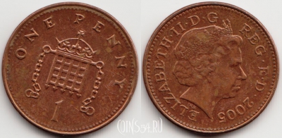 Великобритания 1 пенни 2005 года, KM# 986, 54-173