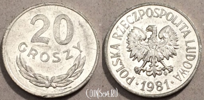 Польша 20 грошей 1981 года, Y# A47, 96-102