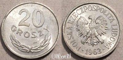 Польша 20 грошей 1963 года, Y# A47, 96-103