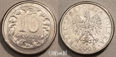 Польша 10 грошей 2008 года, Y# 279, 96-125