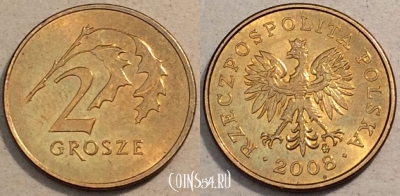 Польша 2 грошей 2008 год, Y# 277, 96-134