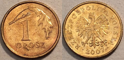 Польша 1 грош 2007 года, Y# 276, 96-139