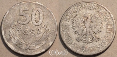Польша 50 грошей 1957 год, Y# 48.1, 98-006