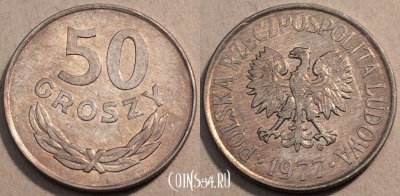 Польша 50 грошей 1977 год, Y# 48.1, 98-010