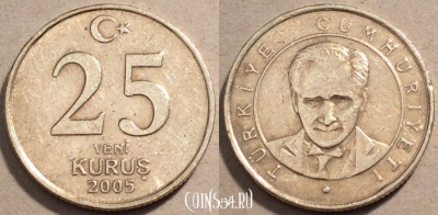 Турция 25 новых лир 2005 год, KM# 1167, 98-089