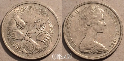 Австралия 5 центов 1982 года, KM# 64, 98-102