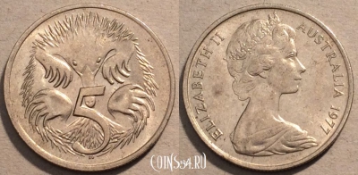 Австралия 5 центов 1977 года, KM# 64, 98-105