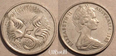 Австралия 5 центов 1983 года, KM# 64, 98-108