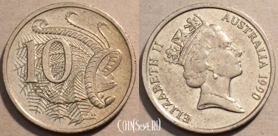 Австралия 10 центов 1990 года, KM# 81, 98-109
