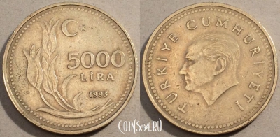 Турция 5.000 лир 1993 года, KM# 1025, 98-131